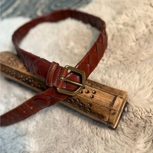 Vintage Coach Brown  Tan Leather  Braided Woven Belt 5925 Size 36